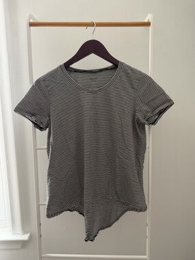 Madewell Black & White Striped Tee Crop Top